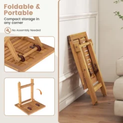 Tangkula Outdoor Folding Side Table Acacia Wood End Table Square Patio Bistro Table -Tangkula GUEST 2ceb0611 2257 4034 b09e d481ab1a4d09