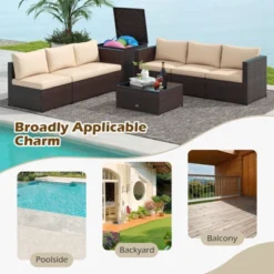 Tangkula 8 PCS Wicker Patio Furniture Set Rattan Sectional Sofa Set W/ Cushions -Tangkula GUEST 2d683bba c563 408f 8262 384afe50f86f