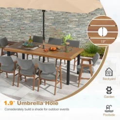Tangkula 8-Person Dining Table 79" W/ 1.9" Umbrella Hole Acacia Wood Adjustable Foot Pads -Tangkula GUEST 2d7dca3f 89a8 4952 b2b4 3c29bd65c373