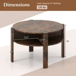 Tangkula 29.5" 2-Tier Round Coffee Table W/ Storage 4 Shelves Faux Wooden Top -Tangkula GUEST 2db830b3 9058 4de8 a2db 4898ae1ecaa6
