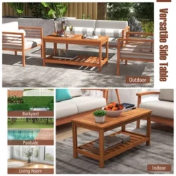 Tangkula Hardwood Outdoor Patio Coffee Table 2-Tier Coffee Table W/ Slat Tabletop & Storage Shelf Natural 10 Tangkula Hardwood Outdoor Patio Coffee Table 2-Tier Coffee Table W/ Slat Tabletop & Storage Shelf Natural -Tangkula GUEST 2df4cc8b 6152 4b21 97ab 500dde7d45f8
