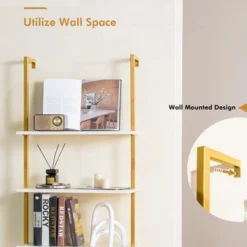 Tangkula 5 Tier Ladder Shelf 71" Open Wall-Mounted Bookcase With Golden Steel Frame 12 Tangkula 5 Tier Ladder Shelf 71" Open Wall-Mounted Bookcase With Golden Steel Frame -Tangkula GUEST 2e0aed98 6425 4502 832f 0c0bade4287a