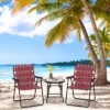 Tangkula Set Of 4 Patio Folding Web Chair Set Portable Beach Camping Chair Red