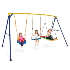 Tangkula 3-in-1 Kids Swing Set 660 LBS Carbon Steel Swing Frame W/ Belt Swing For Toddlers -Tangkula GUEST 2eb50c81 fe57 4be3 8710 8d8149ec7069