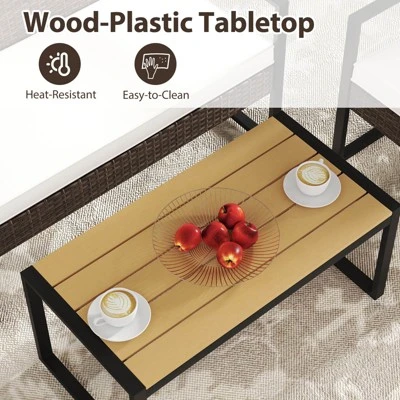 Tangkula Set Of 4 PE Rattan Patio Conversation Set Outdoor Porch Chairs Loveseat With Coffee Table And Soft Cushions Metal Frame 3 Tangkula Set Of 4 PE Rattan Patio Conversation Set Outdoor Porch Chairs Loveseat With Coffee Table And Soft Cushions Metal Frame - Image 3