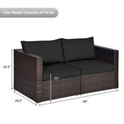 Tangkula 4PCS Rattan Corner Sofa Set Patio Outdoor Furniture Set W/ Black Cushions -Tangkula GUEST 2f4f121d b9be 4fc4 ba64 ff48bafe3d87