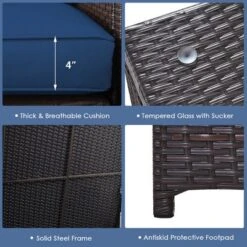 Tangkula 6 Piece Patio Sofa & Fire Table Set Outdoor Rattan Sectional Sofa Set W/ Storage Box Navy -Tangkula GUEST 2f6064e2 ac86 40e7 8ea1 1a4c16bf4dc7