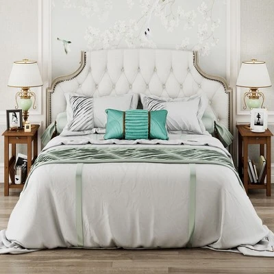 Tangkula End Table Pull-out Tray Shelf Accent Side Nightstand Rubber Wood Leg Rustic Oak 2 Tangkula End Table Pull-out Tray Shelf Accent Side Nightstand Rubber Wood Leg Rustic Oak - Image 2