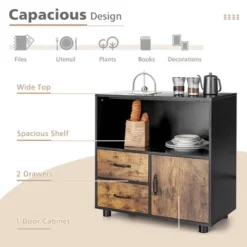 Tangkula 2-Door Kitchen Storage Bar Cabinet Buffet Sideboard W/ Wine Rack & Glass Holder -Tangkula GUEST 2ffa8e81 5be8 4f82 9dac 91e448079657