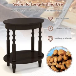 Tangkula 2-Tier End Table Oval Compact Sofa Side Nightstand W/ Storage Shelf -Tangkula GUEST 2ffca488 1f0f 4938 a73b e2237ba957fa