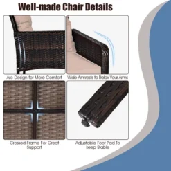 Tangkula 5-Piece Patio Rattan Conversation Set Cushioned Sofas And Ottoman Set With Table -Tangkula GUEST 304bbd37 6576 4a17 8e03 ee6329e5eedf