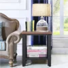 Tangkula 2 PCS Industrial Coffee End Table Bedside Nightstand W/ Shelf Black/Silver