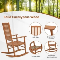 Tangkula Patio Rocking Chair W/ 400 Lbs Weight Capacity Eucalyptus Wood Porch Rocker W/ High Back 11 Tangkula Patio Rocking Chair W/ 400 Lbs Weight Capacity Eucalyptus Wood Porch Rocker W/ High Back -Tangkula GUEST 311593b6 5d25 43a7 81d8 2c950c326a18