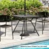 Tangkula 32" Patio Dining Table W/ 1.6" Umbrella Hole & Lid DPC Tabletop For Backyard