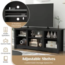 Tangkula 58" TV Stand Entertainment Center W/ 3-Adjustable Shelves For 65" TV Black -Tangkula GUEST 321ca649 c004 49a6 b102 3b3927fd3c51