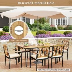 Tangkula 7 PCS Patio Dining Set W/ 2" Umbrella Hole And Seat Cushions For Garden -Tangkula GUEST 324fb0e3 cc5f 4a39 9d66 54a2e3594d77