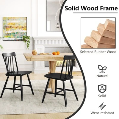 Tangkula Dining Chairs Set Of 4 Farmhouse Kitchen Chair W/ Rubber Wood Frame Wide Seat 4 Tangkula Dining Chairs Set Of 4 Farmhouse Kitchen Chair W/ Rubber Wood Frame Wide Seat - Image 4