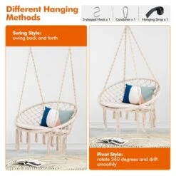 Tangkula Hanging Hammock Chair Macrame Swing Chair With Soft Cushion For Bedroom, Patio, Backyard, Balcony -Tangkula GUEST 32bfcb1e a3e7 41b8 aa3b 774fe151a895