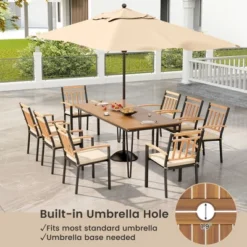 Tangkula 9 PCS Patio Dining Set W/ Rectangular Acacia Wood Dining Table 8 Cushioned Chairs -Tangkula GUEST 32d6262b 475a 4386 b981 6f80524ed92a