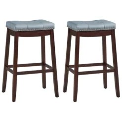 Tangkula Set Of 4 Saddle Bar Stools Backless Nailhead Counter Stool With Grey Cushions Coffee/White 18 Tangkula Set Of 4 Saddle Bar Stools Backless Nailhead Counter Stool With Grey Cushions Coffee/White -Tangkula GUEST 32de1402 1257 4587 b1b4 8e69f184eeb2