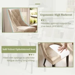 Tangkula Upholstered Dining Chairs Set Of 4 Tufted Wingback Chairs W/ Solid Wood Legs -Tangkula GUEST 32edf2f6 f6ac 473a 82af 0bd9d8e46d6a 1