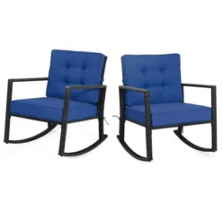 Tangkula 2PCS Outdoor Wicker Rocking Chairs Glider Rattan Rocker Recliner With Cushion -Tangkula GUEST 33368ff5 0a27 4cc7 b283 42568acafe69
