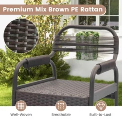 Tangkula 5-Piece Patio Rattan Counter Set Counter Height Square Table W/ 4 Wicker Counter Stools -Tangkula GUEST 33371190 e9e9 453d b9d4 ee1cdcfae421