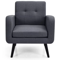 Tangkula Modern Upholstered Accent Chair Linen Fabric Single Sofa With Rubber Wood Leg Grey/ Blue 9 Tangkula Modern Upholstered Accent Chair Linen Fabric Single Sofa With Rubber Wood Leg Grey/ Blue -Tangkula GUEST 335a546e 9297 4f9e b450 0ad7ef4cbfa1