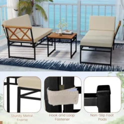 Tangkula Set Of 3 L-Shaped Outdoor Furniture Set Acacia Wood Patio Sectional Cushioned Conversation Sofa With Square Coffee Table 16 Tangkula Set Of 3 L-Shaped Outdoor Furniture Set Acacia Wood Patio Sectional Cushioned Conversation Sofa With Square Coffee Table -Tangkula GUEST 3378a651 9ee8 4259 b1f5 deb73ea5e16f