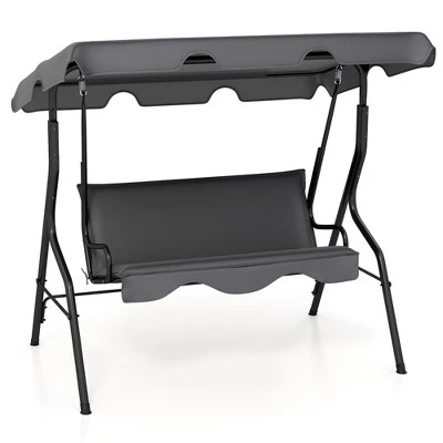 Tangkula 3-Person Swing Chair Porch Swing Seat W/ Adjustable Canopy Removable Cushion 11 Tangkula 3-Person Swing Chair Porch Swing Seat W/ Adjustable Canopy Removable Cushion - Image 11