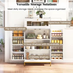 Tangkula Kitchen Pantry Cabinet Power Outlet & APP Control LED Lights Acrylic Flip Door 13 Tangkula Kitchen Pantry Cabinet Power Outlet & APP Control LED Lights Acrylic Flip Door -Tangkula GUEST 34ac9eb0 402e 4fa9 b1f2 aa8430606062