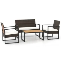Tangkula Set Of 4 PE Rattan Patio Conversation Set Outdoor Porch Chairs Loveseat With Coffee Table And Soft Cushions Metal Frame 18 Tangkula Set Of 4 PE Rattan Patio Conversation Set Outdoor Porch Chairs Loveseat With Coffee Table And Soft Cushions Metal Frame -Tangkula GUEST 34ea6152 0b97 49b3 a6cf 5b27d9af9488