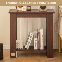 Tangkula 2pcs Wood End Table 2-tier Rectangular Side Table Home Accent Table W/ Storage Shelf Small Night Stands Sofa Side Coffee Table Mahogany/White -Tangkula GUEST 34feb53f 1788 463b b542 1715da3acae7 1