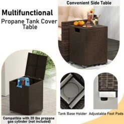 Tangkula 4 PCS Outdoor Furniture Set W/ 32" Fire Pit Table & Propane Tank Cover -Tangkula GUEST 3521d1e9 0e3d 4642 9047 7b0fce012637