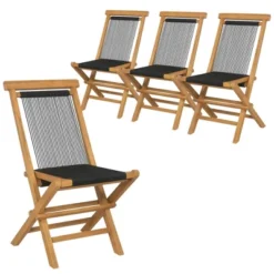 Tangkula 4PCS Folding Chairs W/ Quick-Folding Portable Design Woven Rope Seat Porch Patio -Tangkula GUEST 359a8984 dfb9 43a3 89b8 1889db30fc9d