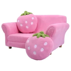 Tangkula Kids Sofa Cute Sofa Strawbwrry Sponge Filler Upholstered Lounge W/ Armrest -Tangkula GUEST 35b1cebf 0ba5 4566 abc4 3c73d9aa7068