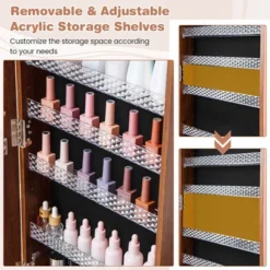 Tangkula 64" Jewelry Organizer Lockable Jewelry Cabinet Armoire W/ Mirror & LED Lights -Tangkula GUEST 35f9f1ad 03c3 4d66 bcfe 057e20b981b0