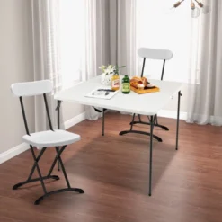 Tangkula Folding Camping Table Portable Picnic Table With All-Weather HDPE Tabletop Metal Frame & Carry Straps White/Gray 12 Tangkula Folding Camping Table Portable Picnic Table With All-Weather HDPE Tabletop Metal Frame & Carry Straps White/Gray -Tangkula GUEST 3611b45f 1652 47f4 a238 edf82f7dbe10