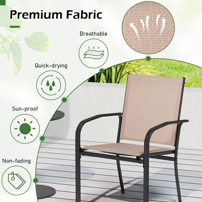 Tangkula Outdoor Dining Chairs Set Of 4 W/ Breathable Fabric Armrests High Back 6 Tangkula Outdoor Dining Chairs Set Of 4 W/ Breathable Fabric Armrests High Back - Image 6