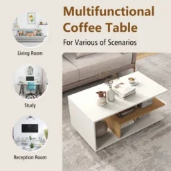 Tangkula Geometric Coffee Table W/ Storage Shelves 3-Tier Rectangular Tea Table 14 Tangkula Geometric Coffee Table W/ Storage Shelves 3-Tier Rectangular Tea Table -Tangkula GUEST 3618bfc9 9456 4133 8ca4 b61159e8a214