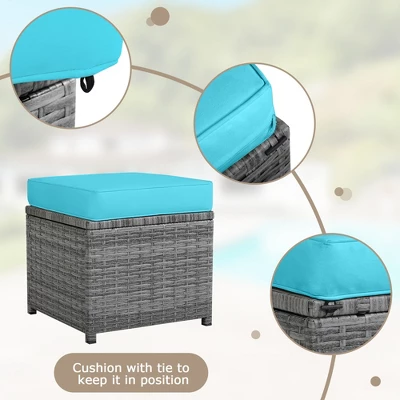 Tangkula 7PCS Rattan Patio Sectional Sofa Set Conversation Set W/ Turquoise Cushions 9 Tangkula 7PCS Rattan Patio Sectional Sofa Set Conversation Set W/ Turquoise Cushions - Image 9