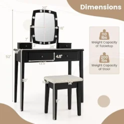 Tangkula Vanity Table Set With Lighted Mirror Adjustable 10 Bulbs Dresser 4 Drawer -Tangkula GUEST 36976ee9 6851 446f 9d66 9cdc8dc818da