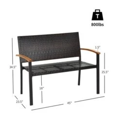 Tangkula Patio Furniture Weather-Resistant Rattan Bench Wicker Loveseat Steel Frame For Yard Garden Poolside -Tangkula GUEST 369e72df a27c 4e6b 9d07 998113ebe0c0
