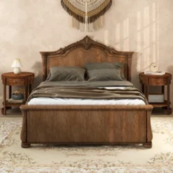 Tangkula 2-Tier Nightstand W/ Shelf & Wood Grains Drawer Round White/Brown -Tangkula GUEST 36e1cef0 eb85 4f56 b687 2bac46378867