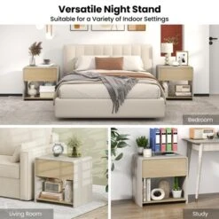 Tangkula 2 PCS Modern Style Nightstand 2-Tier Sofa Side Bedside Table W/ Drawer & Open Shelf -Tangkula GUEST 37448431 bd1a 4b63 9fe8 15f3a786ced3