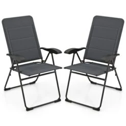 Tangkula 2PCS Patio Folding Chairs Back Adjustable Reclining Padded Garden Furniture -Tangkula GUEST 376c6a30 eb6e 42f3 ac07 8feb88748d19