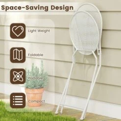 Tangkula 3 Piece Patio Set W/ Rattan-like Pattern Metal Patio Folding Bistro Set For 2 -Tangkula GUEST 379f3567 c1e2 46a3 9996 8dcad422c3bf