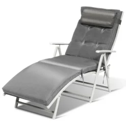 Tangkula Cushioned Folding Chaise Lounge Chair Adjustable Recliner -Tangkula GUEST 37b3935e 921e 4cfe 8ee1 02fb1369a40c