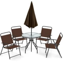 Tangkula 6 PCS Patio Dining Set W/ Umbrella 4 Folding Patio Chairs W/ Round Tempered Glass Table 7 Tangkula 6 PCS Patio Dining Set W/ Umbrella 4 Folding Patio Chairs W/ Round Tempered Glass Table -Tangkula GUEST 384ce0aa 9a5f 42dc a9b6 47d91c165118