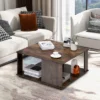 Tangkula 2-Tier Square Coffee Table W/ Storage Industrial Center Table For Living Room